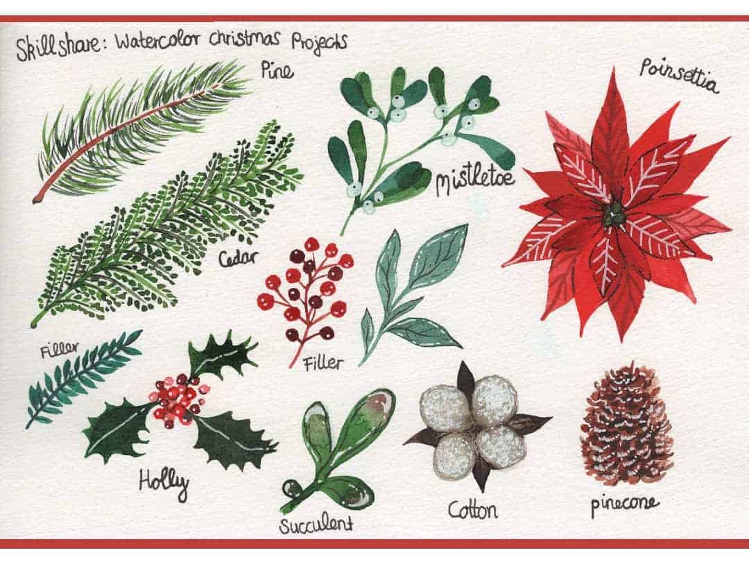 Elemente für eine Weihnachtskarte