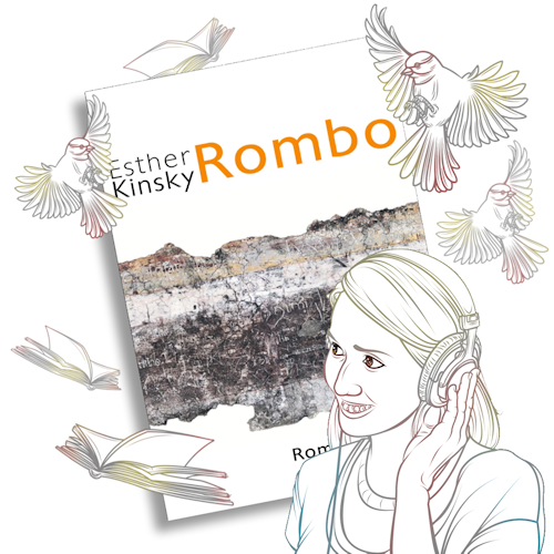Esther Kinsky: Rombo, Abstraktes Buchcover, weißer Hintergrund, unregelmäßige Streifen, die wie Gesteinsebenen aussehen